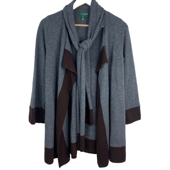 Lauren Ralph Lauren Cardigan P Wool Cashmere Scarf Equestrian Old Money Luxury - Picture 1 of 10